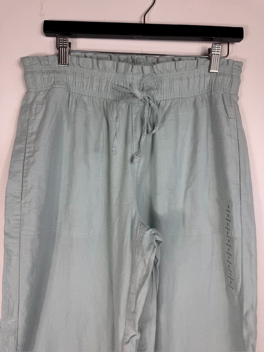 NWOT American Eagle Linen Blend Wide Leg Pants Sage Green Elastic Waist Size S - Picture 4 of 16